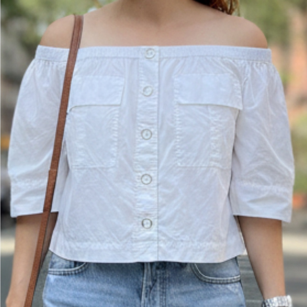 Free people White Off-Shoulder Button-Up Top
